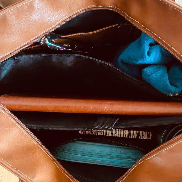 LG High Quality Vegan leather Business Laptop Tote Carry-on Cognac Brown 👜 - Picture 9 of 13